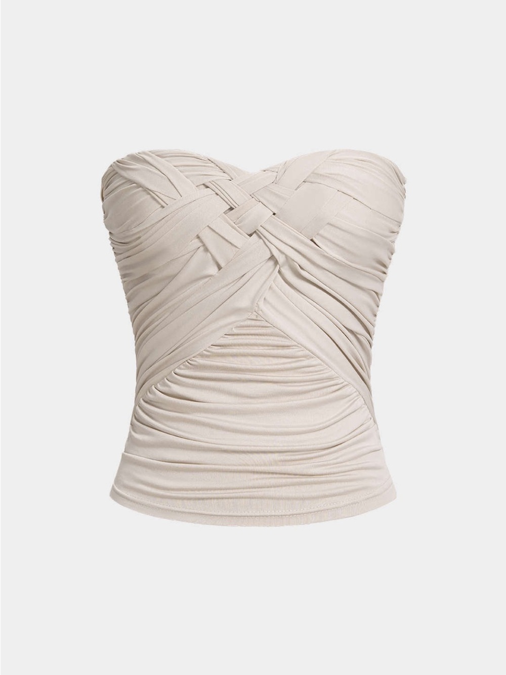 Strapless Ruched Bandeau Top - Cream